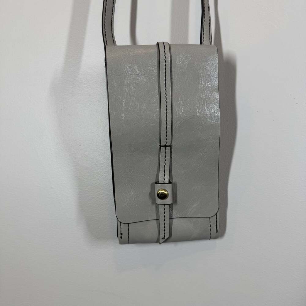 HOBO Silver Metallic Mini Crossbody Bag Phone Pouch Multi Pocket Adjustable Stra